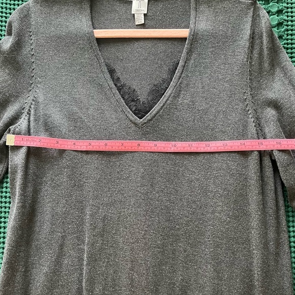 Tristan charcoal soft viscose sweater dress with v-neck lace detail - Picture 4 of 8